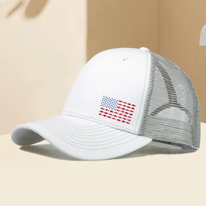 Gorra de béisbol de malla con patrón de bandera americana para viajes de primavera y otoño, opción ideal para regalos - Product Image 1