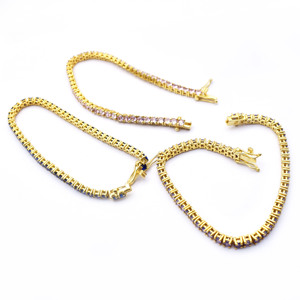 Pulsera DE TENIS chapada en oro de cuarzo amatista, pulsera de piedras preciosas de forma redonda con circonita cúbica, pulsera minimalista moderna para mujer - Product Image 3