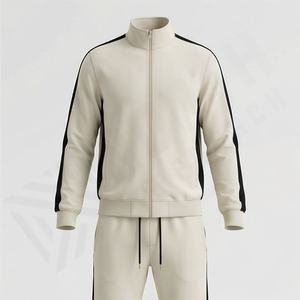 Conjunto Deportivo de Chándal con Cremallera para Hombre, Ajuste Relajado y Cómodo, Mangas Largas, Cuello Alto, para Gimnasio, Correr, Fitness, Ropa Deportiva, Color Personalizado - Product Image 1