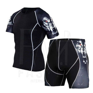 Ensemble de compression MMA à impression numérique personnalisée de haute qualité pour hommes Survêtements de compression à motif solide pour la saison de printemps - Product Image 1