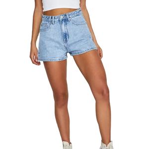 Shorts de mezclilla de cintura alta para mujer, pantalones cortos de mezclilla holgados con dobladillo, shorts de mezclilla para mujer, precio razonable - Product Image 1