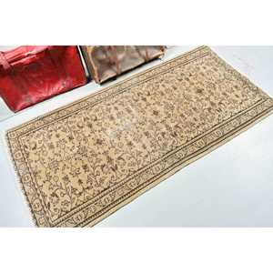 3.1x6.2 ft Eco-Friendly <b>Wool</b> Turkish Rug <b>Brown</b> Patchwork Check Vintage Latex Backed Rug - Product Image 2