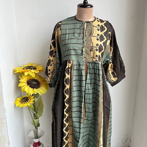 Vestido de algodón con estampado de bloque personalizado Vintage bohemio Floral largo Maxi vestido de algodón de Verano Indio étnico hecho a mano para mujer Idea de regalo - Product Image 1