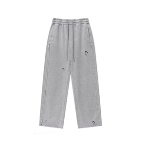 Vente en gros Pantalon de survêtement droit de style respirant pour hommes Pantalon en détresse délavé Taille élastique surdimensionnée personnalisée - Product Image 6