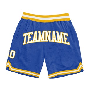 Industrie Direct Engro Sportswear Basketball Shorts Custom Blue White-Gold Authentic Throwback Basketball Shorts - Product Image 1