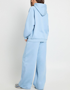 Ensemble de survêtement 2 pièces en polaire polyester pour femme, style urbain, sans cordon, à capuche, pour la marche et l'exercice, collection hiver, taille US - Product Image 2