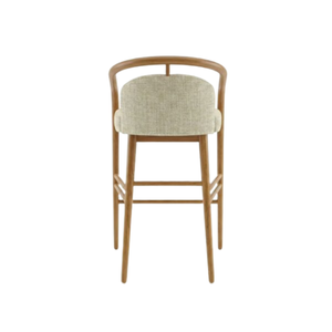 Silla de Bar Moderna Tapizada en Madera de Teca con Reposabrazos Curvos y Asiento Acolchado de Tela para Uso Comercial en Bares y Cafeterías - Product Image 6