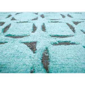 Tapis en laine et soie noué à la main bleu azalée, motif géométrique rectangulaire, pour salon, couloir, design puzzle pour adolescents - Modèle Aiws-3006 - Product Image 3