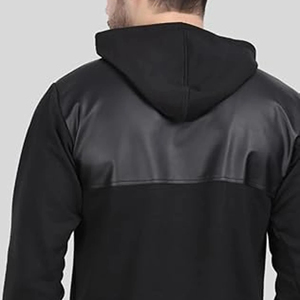 เสื้อฮู้ดดี้หนังสั่งทำราคาถูก MOQ ต่ำ / สีพื้นและลายพิมพ์ เสื้อฮู้ดดี้ผู้ชายทรงหนา สไตล์โดดเด่น มีจำหน่าย - Product Image 3