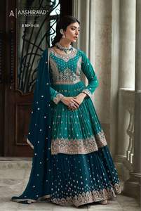 Venta caliente tradicional étnico indio paquistaní Lehenga & Dupatta Set Georgette con bordado trabajo completo costura fiesta desgaste - Product Image 4