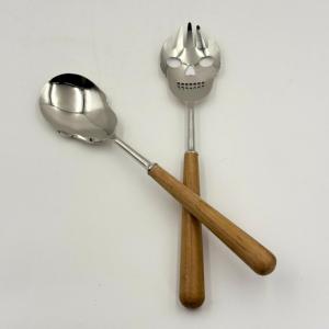 Servidor de Ensalada de Acero Inoxidable con Diseño de Calavera y Mango de Madera, Pulido Brillante, Venta en el Mercado Internacional de un Mayorista Indio - Product Image 3