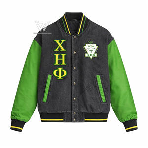 Personalizado griego Chi Eta Phi Sorority ropa bordada Letterman Varsity chaqueta de mezclilla parafernalia griega - Product Image 1