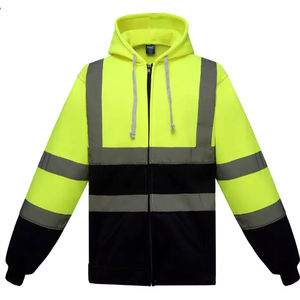 Men's Warm <b>Fleece</b> Reflective Hoodies Hi <b>Vis</b> Road Safety Jacket Comfortable Sweatshirts with Reflective Features - Product Image 2