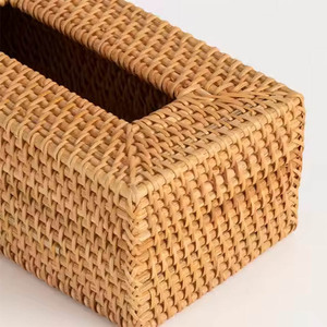 Boîte à mouchoirs carrée en bambou tressé à la main, écologique, de haute qualité, style bohème, design personnalisé, décoration flexible, Vietnam - Product Image 5