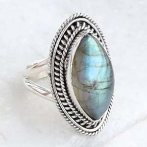 Navya Craft Handmade Boho Jewelry <b>Labradorite</b> Marquise Gemstone <b>Ring</b> Topaz Sterling Silver for Birthday Anniversary Gift Made - Product Image 2