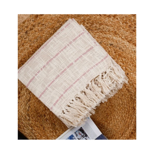 Reversible Linen Acrylic Mix 60x80in Slub Texture <b>Couch</b> <b>Throw</b> With Tassels Bulk Friendly Option <b>For</b> Value Focused Home Stylists - Product Image 2