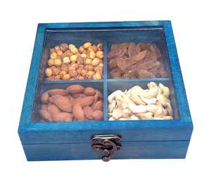 Caja de Madera Artesanal para Frutos Secos con Contenedor Multiusos para Especias, Caja de Regalo Decorativa para Cocina y Comedor - Product Image 1
