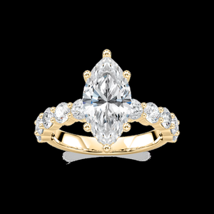 Bague de fiançailles en diamant de laboratoire taille marquise 2,40 CTW, pierres latérales rondes, certifiée IGI, or massif 14 carats, bague de mariée de luxe - Product Image 1