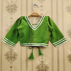 Shoryam - Lehenga Choli Étnico Verde para Niñas, Largo hasta el Suelo, Listo para Usar, de Poliéster |   Venta al por Mayor de Ropa para Niñas de Calidad de Exportación - Product Image 3