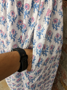 Vestido Maxi de Algodón Estampado a Mano, Floral, Hecho a Mano, para la Temporada de Verano, Patrón Sólido, Tejido No Tejido, Vestido Maxi Largo para Mujer - Product Image 5