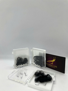Fournitures de salon de beauté, extensions de cils pré-faites 10D, tige courte, noir mat, PBT doux, cils volumineux, créez votre propre logo - Product Image 3
