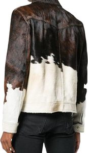 Mens Cowhide <b>Leather</b> Jacket Natural Cow Skin Winter Jacket Durable Thick Motorcycle Style Outerwear Fashion Streetwear <b>Coat</b> - Product Image 4