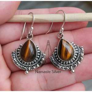 Pendientes Colgantes Hechos a Mano de Plata de Ley 925 con Piedra Natural de Ojo de Tigre en Forma de Gota de Agua, Estilo Boho, Regalo de Aniversario o Navidad - Product Image 1