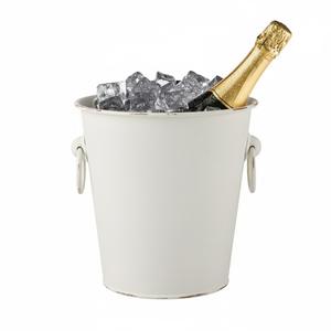 ถังน้ำแข็งโลหะสไตล์ยอดนิยม ผิวเคลือบสีขาว สำหรับแช่ไวน์ ใช้ในบ้าน โรงแรม บาร์ พร้อมหูหิ้ว - Product Image 1