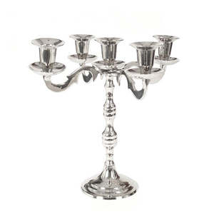 Soporte de vela de Navidad Chapado en plata de 5 brazos, soporte de palo para decoraciones de iluminación de hogar y Hotel, pilar de vela votiva - Product Image 1