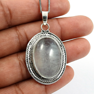 Colgantes gruesos de forma ovalada de Plata de Ley 925 aguamarina Natural, joyería de piedra natal fina hecha a mano, colgantes atractivos para mujer - Product Image 4