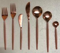Ensemble de cuillère et de fourchette à salade en acier inoxydable, écologique, or rose, moderne, pour cadeaux et décoration intérieure