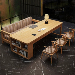 Brown Rectangular Solid Wood Writing <b>Desk</b> with Computer Workstation-DESK2-0055 - Product Image 6