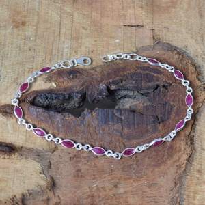 Red Ruby Sterling <b>Silver</b> Adjustable Bracelet Handmade Gemstone Jewelry July Birthstone Elegant Gift For <b>Women</b> - Product Image 3