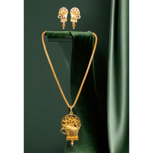 ชุดต่างหูสร้อยคอทำจากอินเดียพร้อม22Ct ชุดต่างหูสร้อยคอแฟนซีชุบทองสำหรับผู้หญิงเครื่องประดับ - Product Image 1
