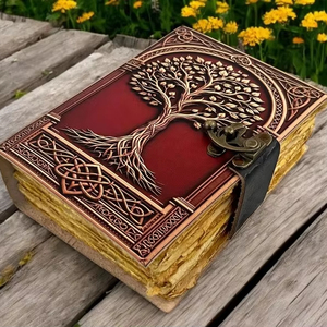 Large Grimoire Leather Journal Tree <b>Life</b> Print Blank Spell <b>Book</b> Celestial Gifts <b>for</b> Him & Her Premium Notebooks - Product Image 2