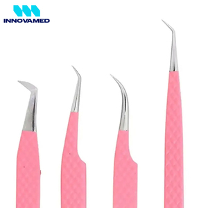 Nouvelle conception de pince à cils de bonne qualité pince à épiler d'extension de cils en acier inoxydable à revêtement rose BY INNOVAMED - Product Image 4