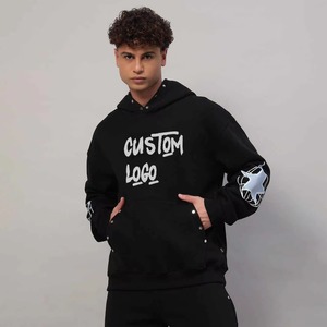 Conjunto de chándal personalizado de 100% algodón para hombre, sudadera en blanco con etiqueta privada impresa con Sudadera con capucha para chándal de invierno - Product Image 1