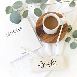 Bride Cotton Canvas Lady Fashion Pencil <b>Case</b> and Travel <b>Makeup</b> Pouch Foldable and Portable with Handle Letter Patterned Bag - Product Image 4