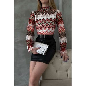 Chemisiers à motif zigzag pour femmes, vente en gros, chemises élégantes au design unique - Product Image 3