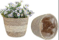 Pots et jardinières en jonc de mer tressés à la main, style floral, avec doublures en plastique