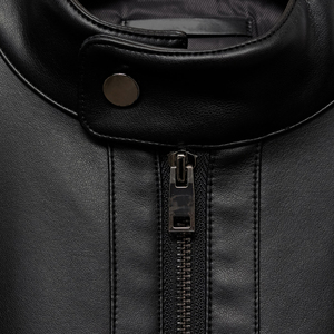 Nueva tendencia de moda Slim-Fit Top Premium Zipper Leather Jacket Heavy Custom Logo Casual Wear Abrigo de cuero para hombres - Product Image 5