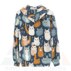 Sudadera con Capucha de Felpa para Mujer, Diseño Estético con Estampado de Gatos, Bolsillos, Suave y Cómoda, Ropa Casual de Invierno, Personalizable - Product Image 2