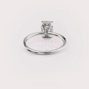 IGI Certified Radiant Cut Lab Grown Diamond Engagement <b>Ring</b> Solid 925 Sterling <b>Silver</b> Hidden Halo <b>Solitaire</b> <b>Ring</b> - Product Image 4