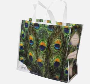 Grand fourre-tout d'épicerie personnalisé recyclable réutilisable pliable extra grand sac fourre-tout tissé de haute qualité à impression personnalisée - Product Image 3