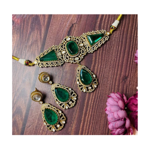 Conjunto de collar con cuentas Kundan de Venta caliente, pendientes de oro, bodas, festivales, fiestas con perlas de latón, regalos de ropa nupcial perfectos - Product Image 4