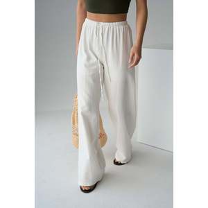 Pantalon en lin blanc cassé léger - Product Image 3