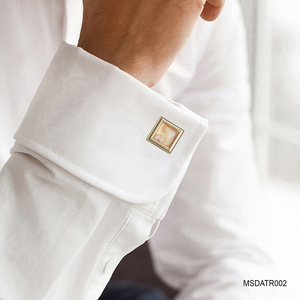 Boutons de manchette en or 18 carats de qualité supérieure pour homme, agate blanche Fengshui - MSDATR002 |   Collection Tinh Vu |   Vietnam - Product Image 3