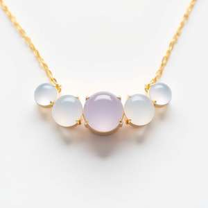 Collar con colgante de plata de ley 925 de estilo bonito, Blanco Natural lechoso con chapado en oro y rodio para joyería de boda para mujer - Product Image 3