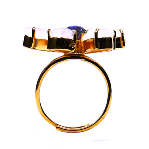Bague classique en argent sterling 925 tous les jours porter des pierres précieuses en labradorite arc-en-ciel blanc plaqué or en acier inoxydable à la mode - Product Image 3