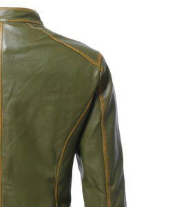 Chaquetas de Cuero Personalizadas al por Mayor, Cuello Alto, Cierre Frontal, Diseño 2024, Chaqueta de Cuero para Hombre, OEM ODM - Product Image 3